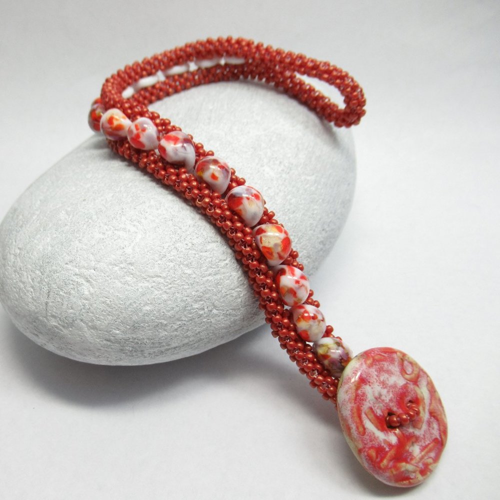 Hand woven ooak glass bead bracelet